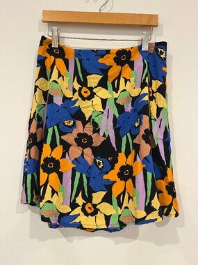 Golden Poppy floral Roxy flowy skirt NEW with tags women M
